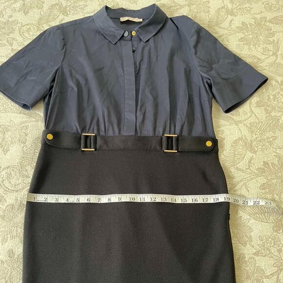 TORY BURCH Navy & Black Cotton & Wool Blend Dress Style#30142410 Sz.XL - Picture 9 of 13